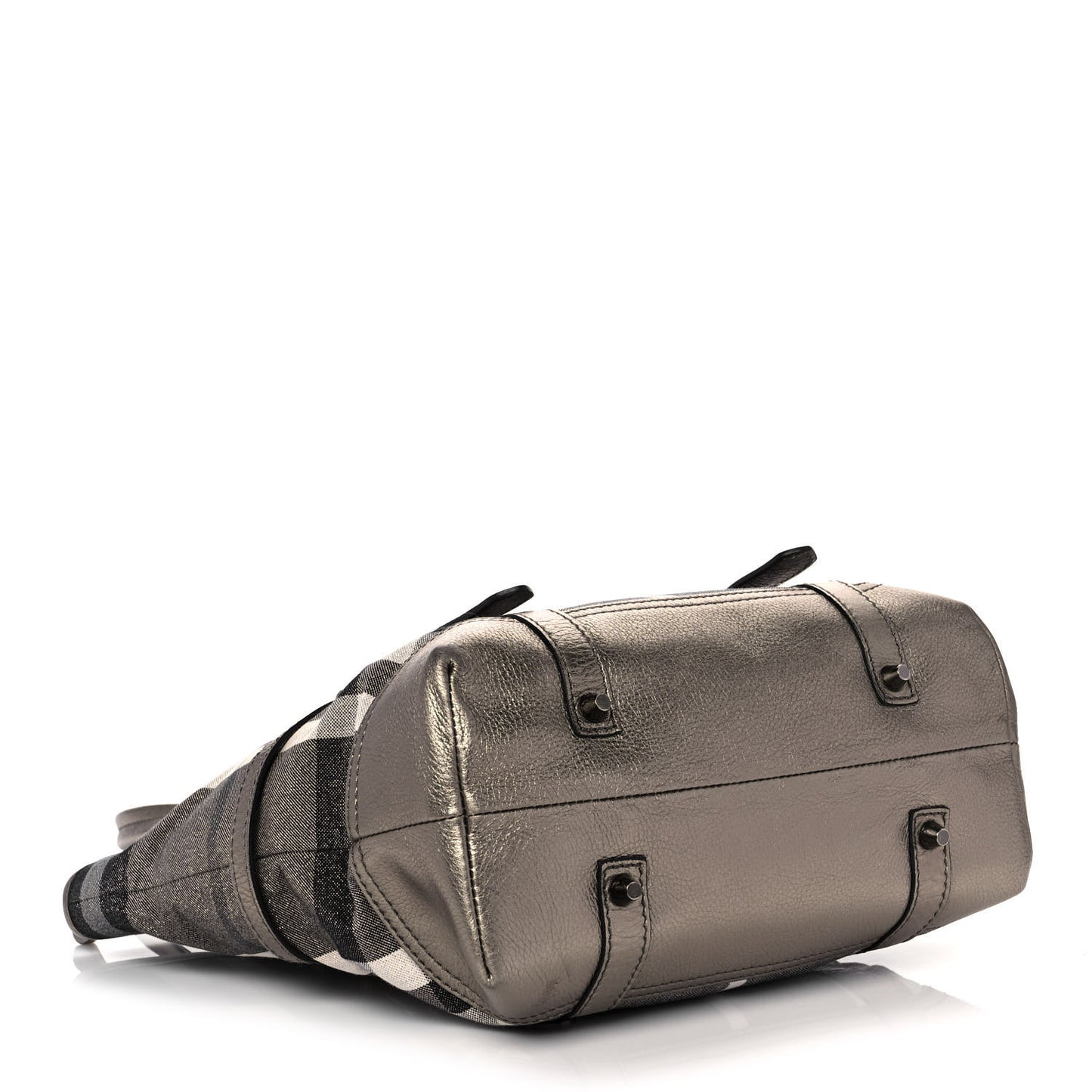 Metallic Calfskin House Check Tote Pewter
