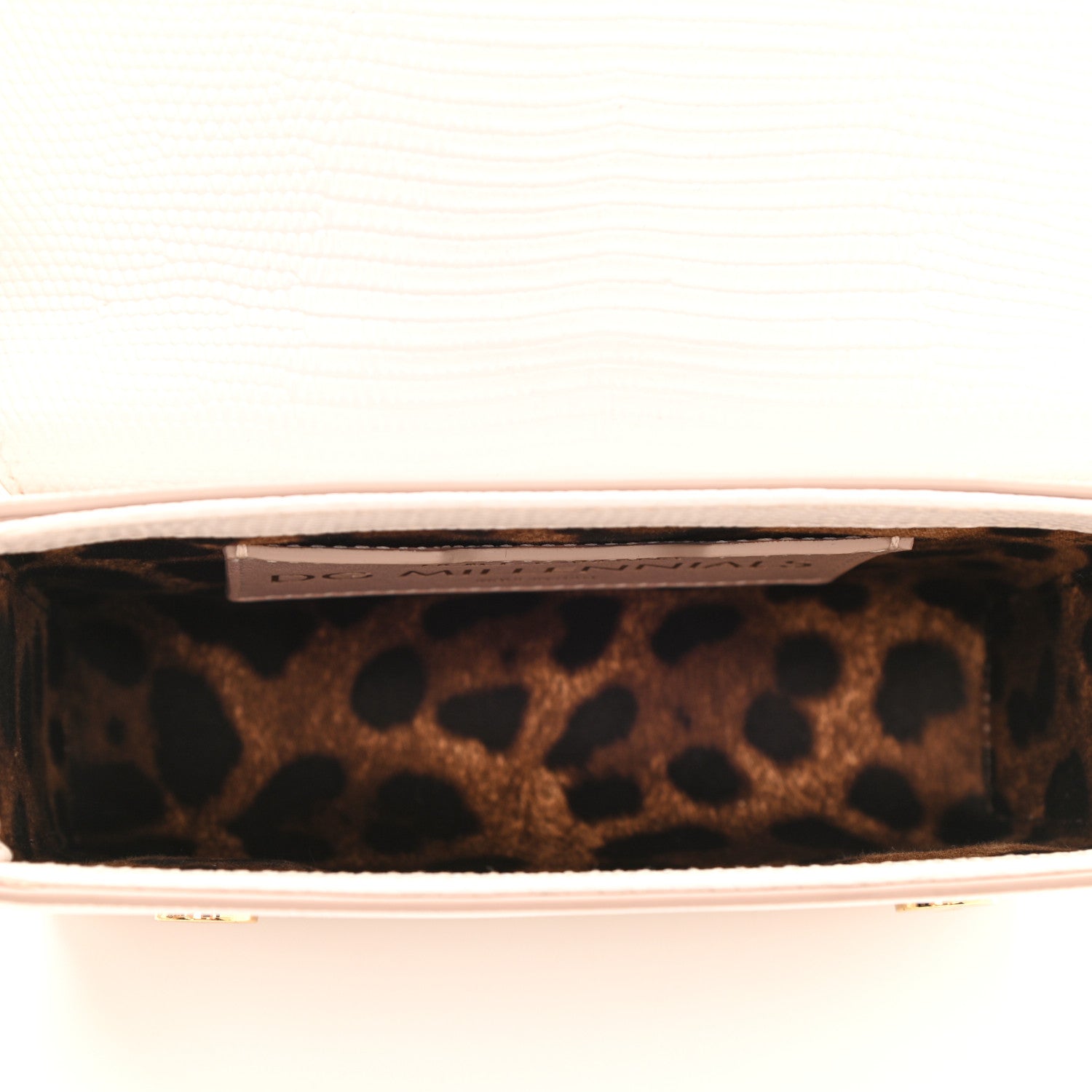Dolce & Gabbana Lizard Embossed Crystal Embellished DG Millennials Mini Crossbody Bag White 4 of 6