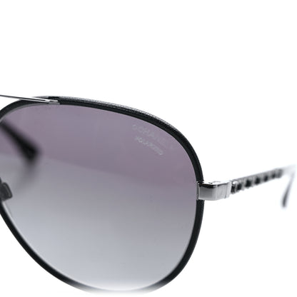 Chanel Metal Polarized Pilot Winter Sunglasses 4219-Q Black 5 of 9