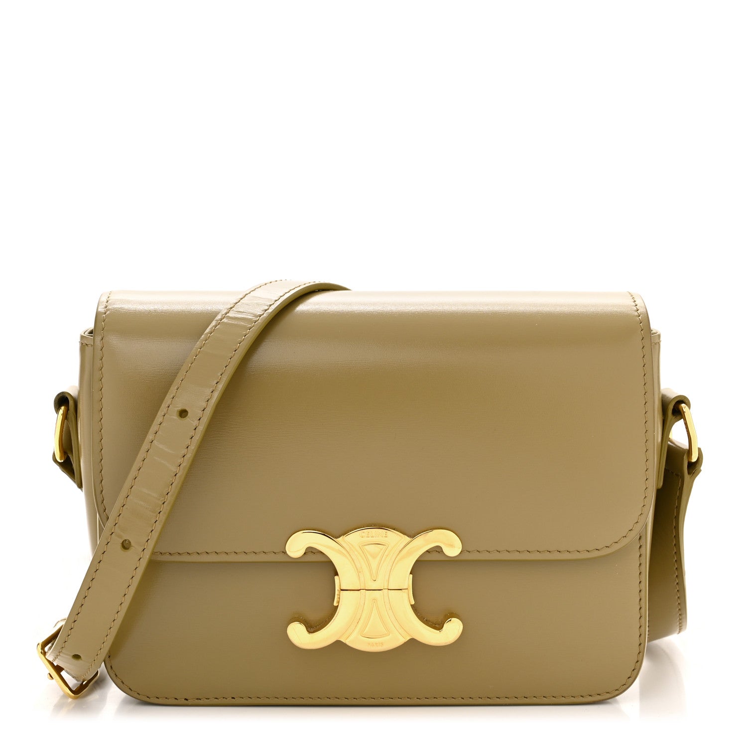 Celine Shiny Calfskin Teen Triomphe Olive 1 of 12