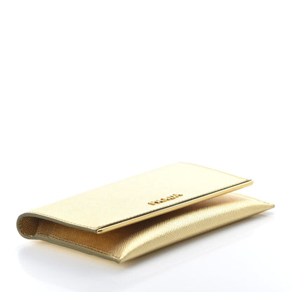 Prada Saffiano Metal Bar Flap Wallet Platino 4 of 10