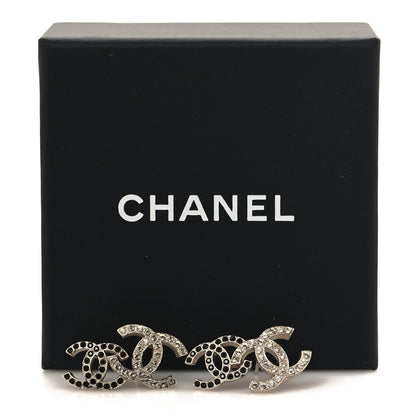 Chanel Crystal Double CC Earrings Gold Black 6 of 6