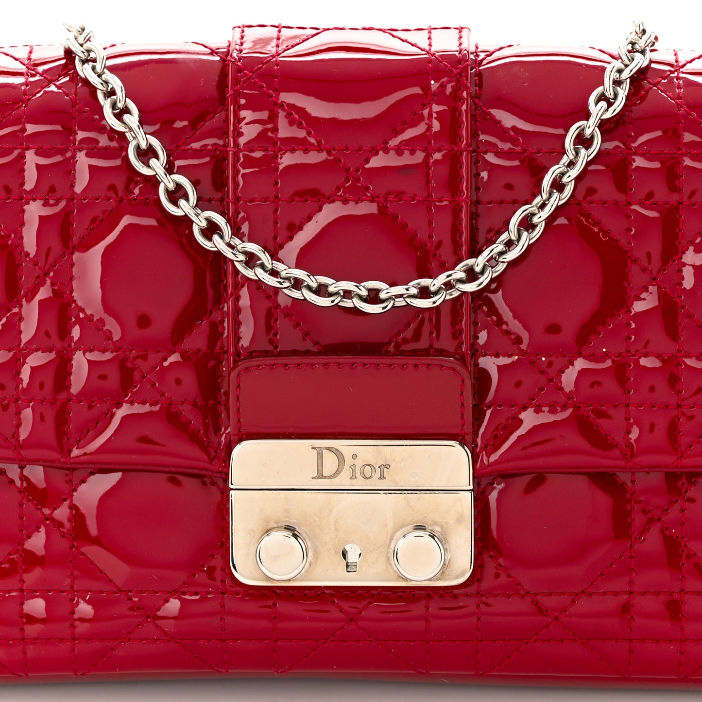 Patent Cannage Miss Dior Promenade Pouch Red