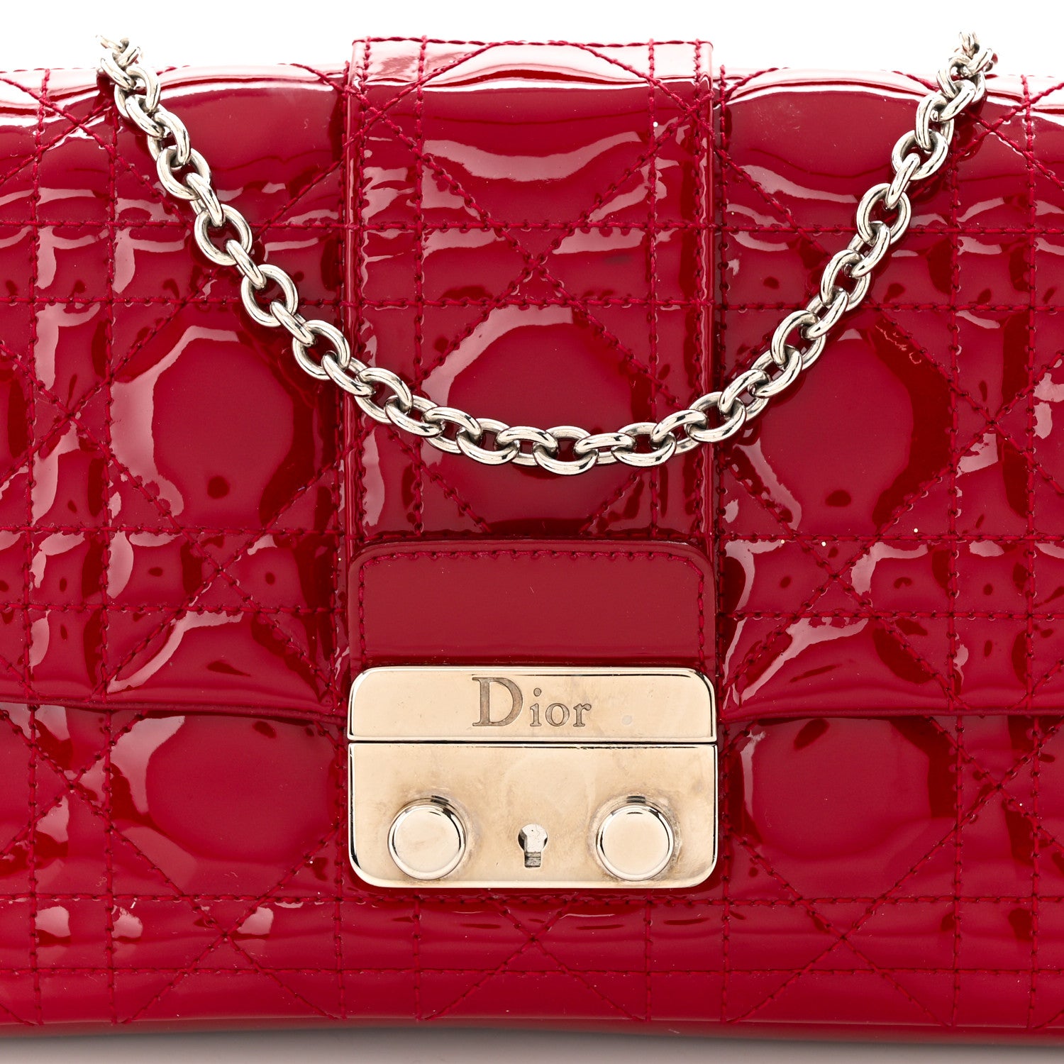 Christian Dior Patent Cannage Miss Dior Promenade Pouch Red 9 of 15