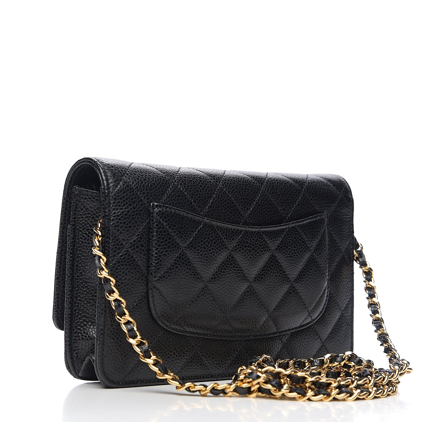 Caviar Quilted Wallet On Chain WOC Black