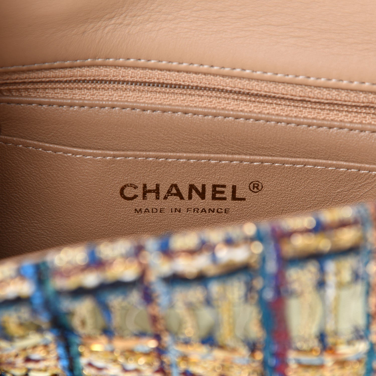Chanel Tweed Quilted Egyptian Mini Rectangular Flap Green Black 8 of 10