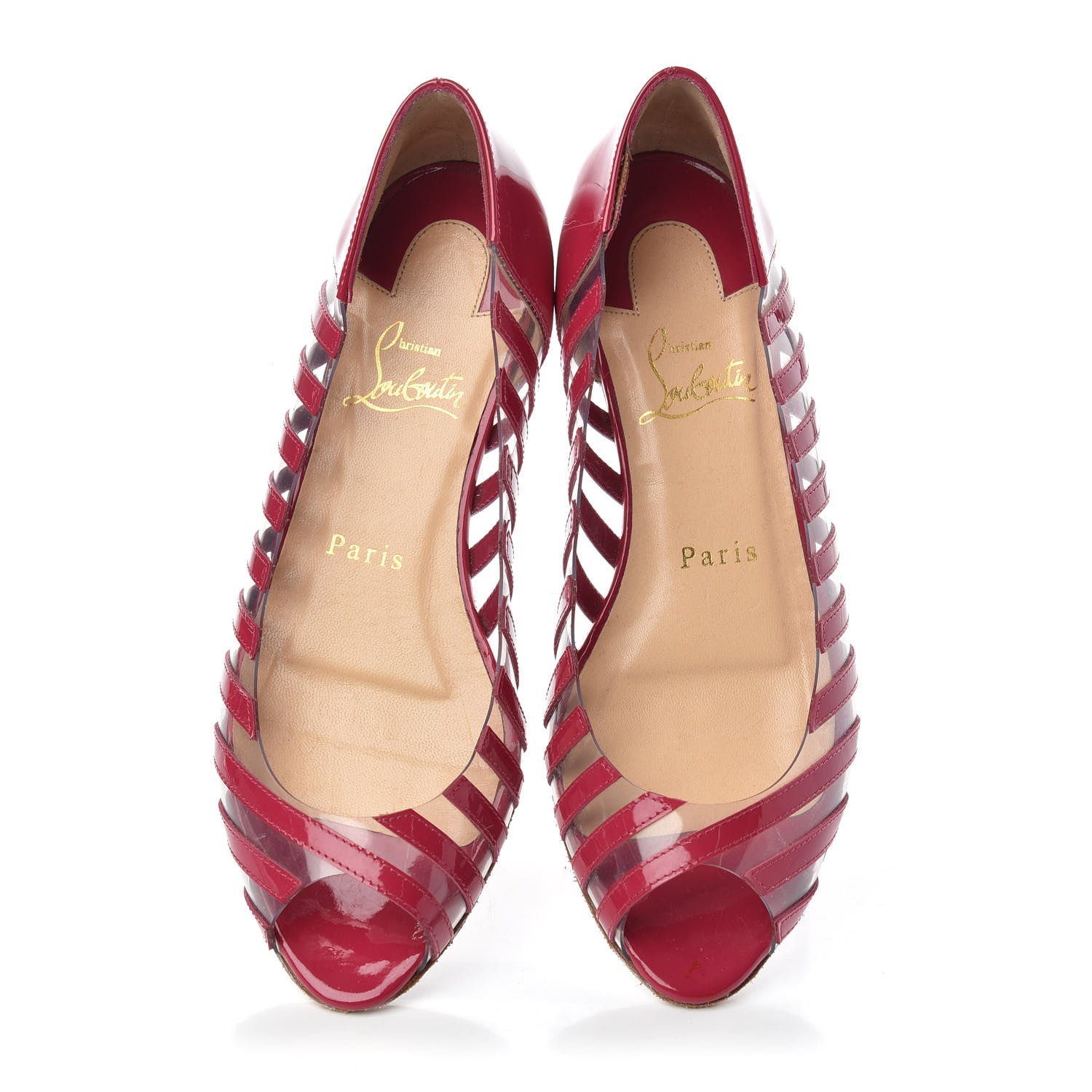Christian Louboutin Patent PVC Striped A6 Flats 35 Red 5 of 9