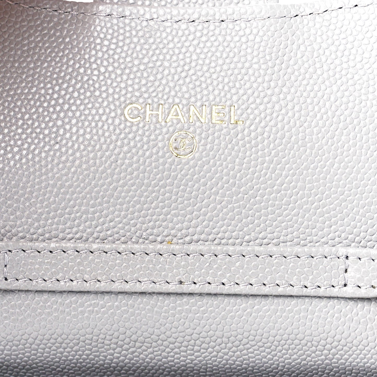 Caviar Quilted Flap Card Holder On Chain Grey