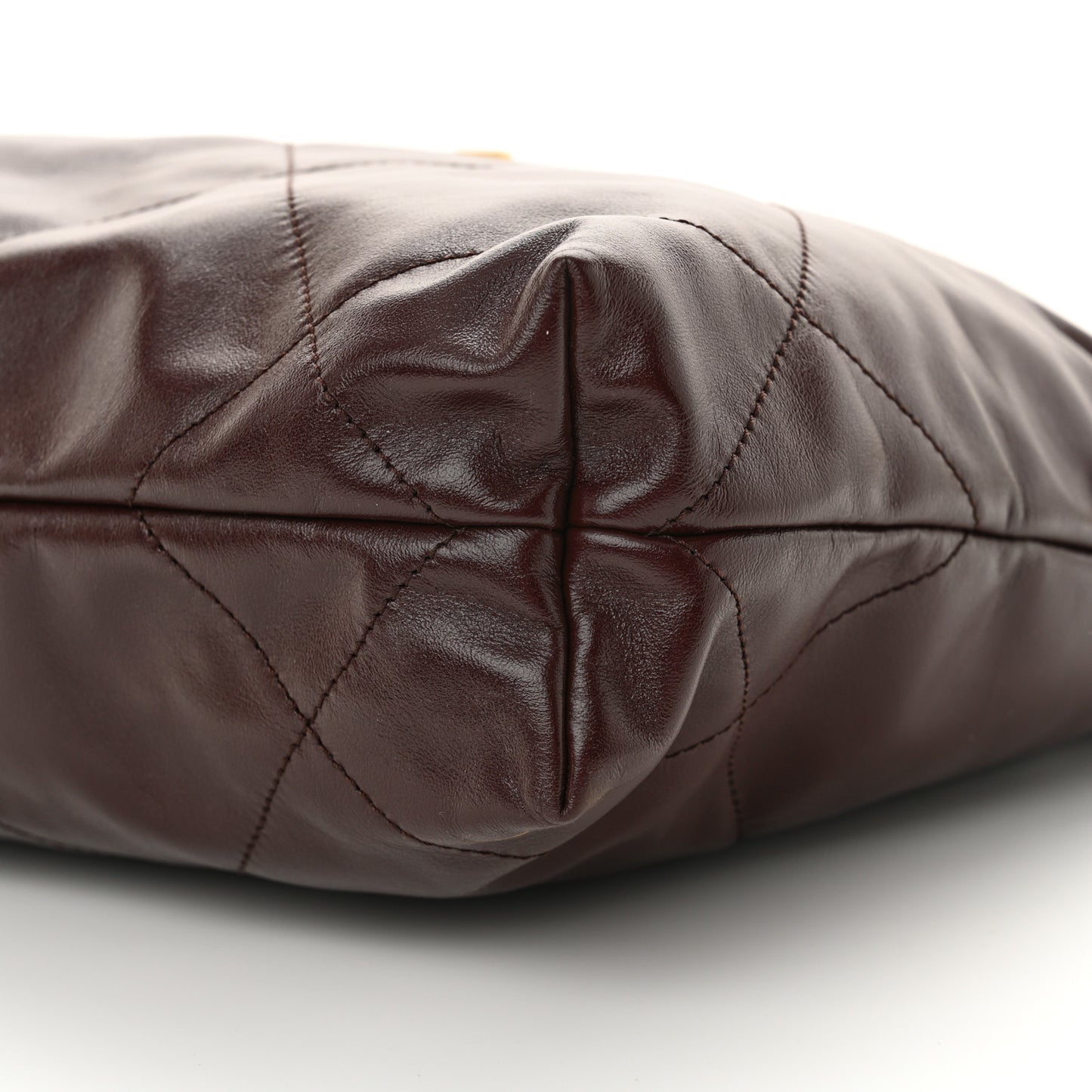 Shiny Calfskin Quilted Small Chanel 22 Dark Brown