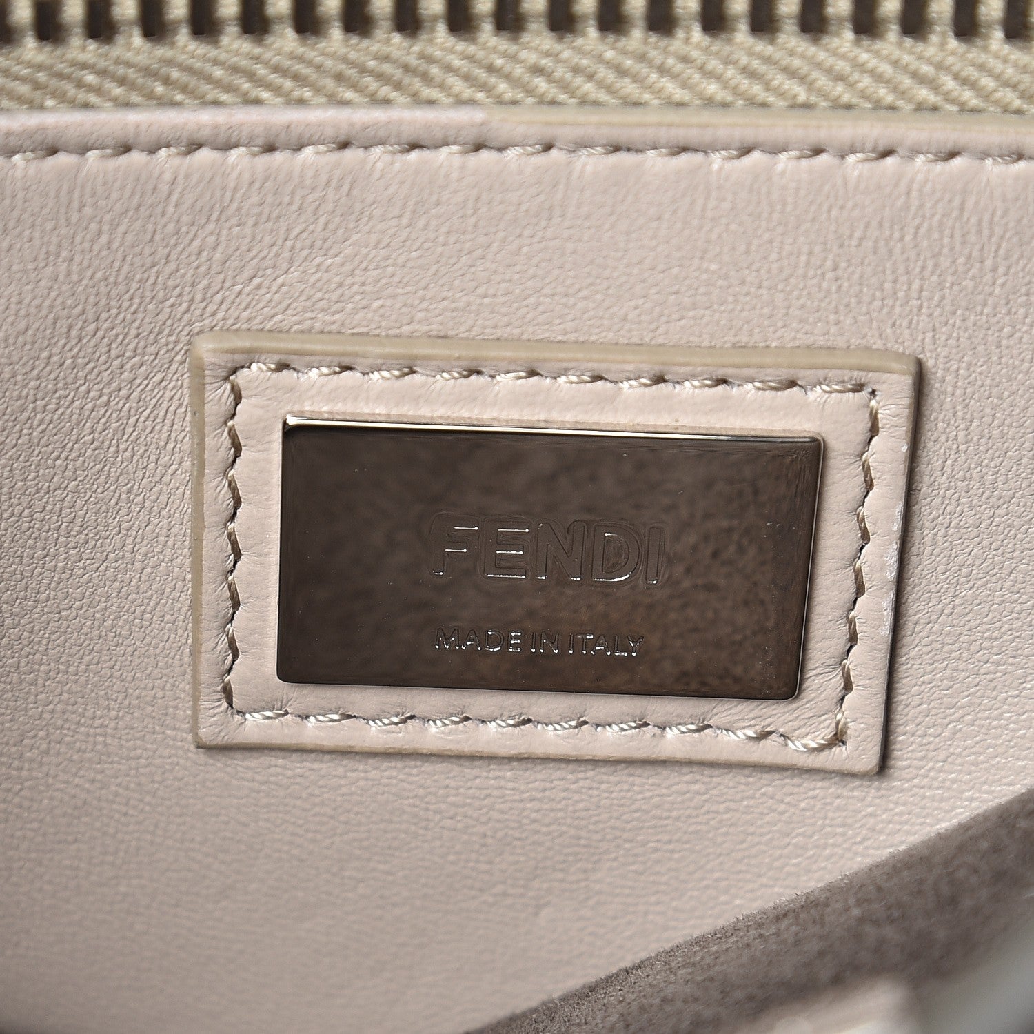 Fendi Vitello Seta Shiny Nappa Medium Peekaboo Iconic Satchel Carbone Grigio Polvere 6 of 12