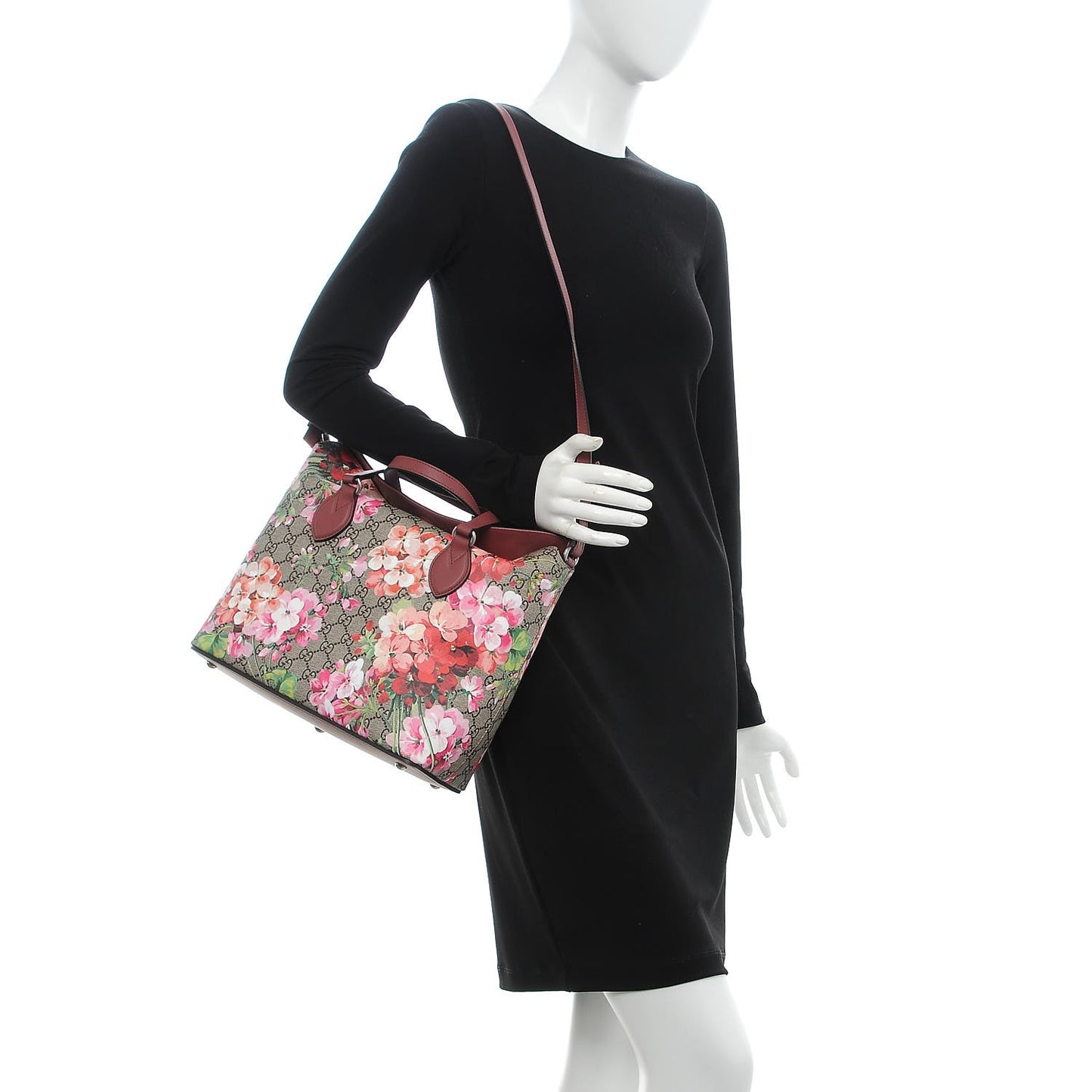 GG Supreme Monogram Blooms Linea A Foldover Tote Beige Multicolor Dry Rose