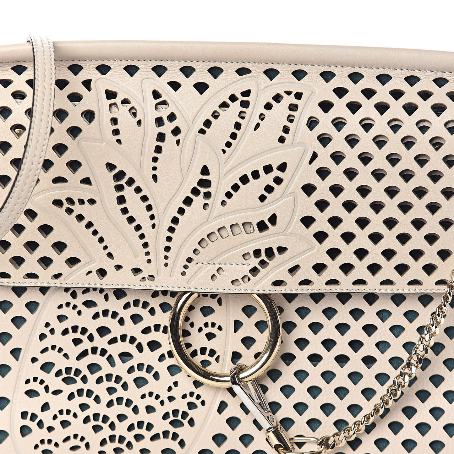 Calfskin Pineapple Perforated Medium Faye Shoulder Bag Abstract White