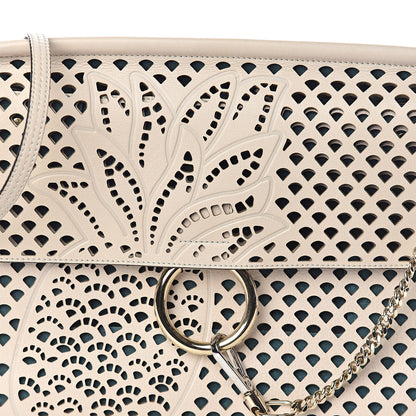 Chloe Calfskin Pineapple Perforated Medium Faye Shoulder Bag Abstract White 7 of 9