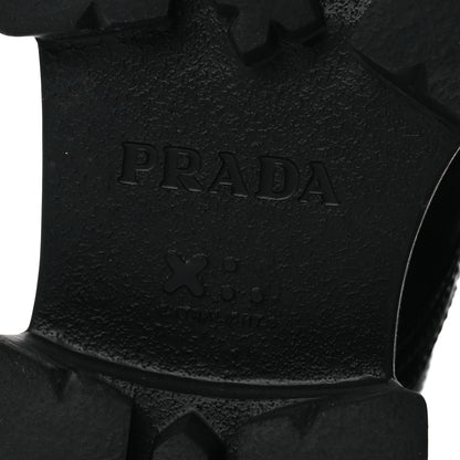 Prada Spazzolato Rois Nylon Metal Triangle Logo Monolith Pouch Pocket 55mm Boots 39.5 Black 8 of 15