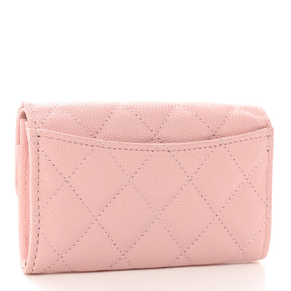 Chanel Caviar Quilted Flap Card Holder Wallet Light Pink 3 of 9