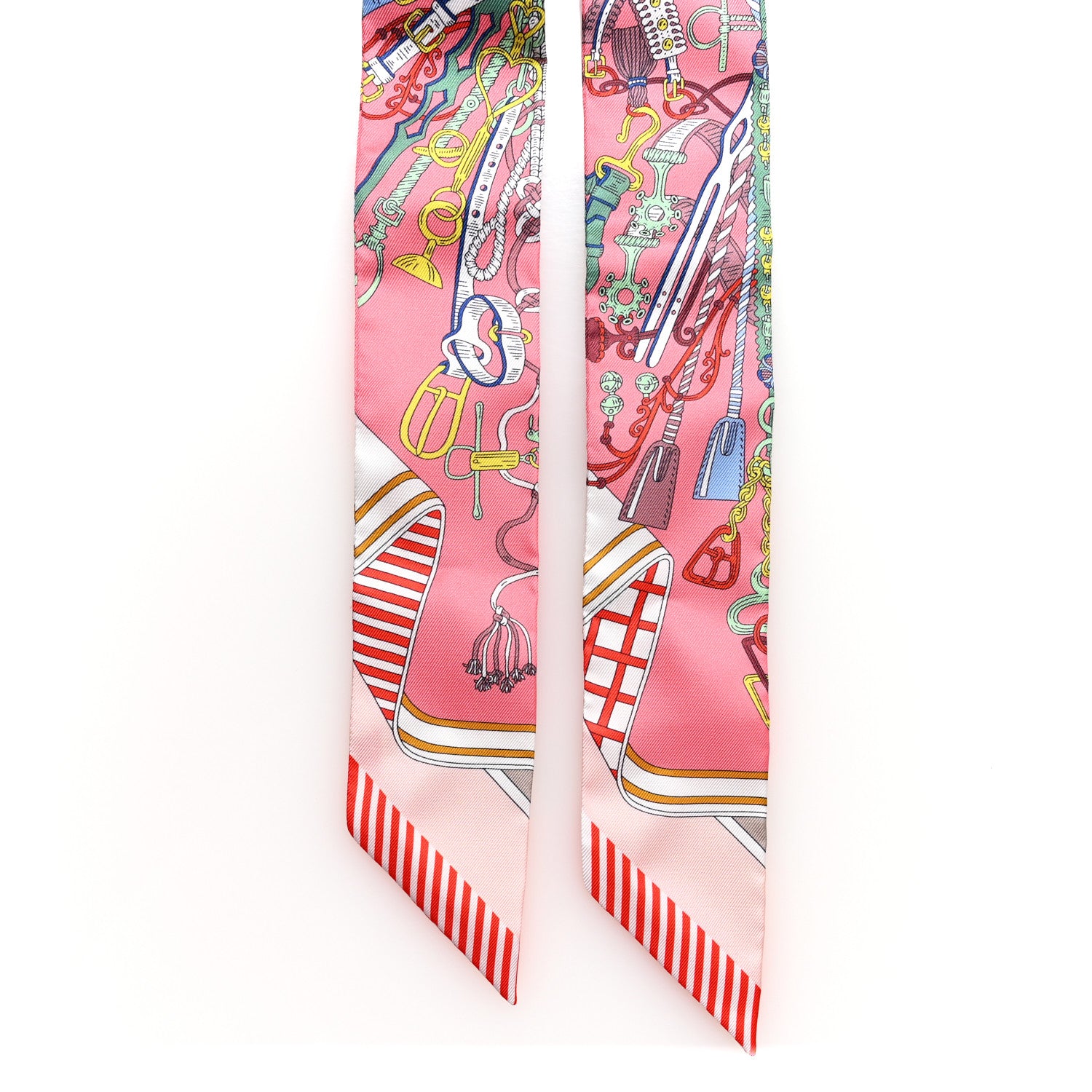 Hermes Silk Bouquets Selliers Twilly Rose Bleu Rouge Multi 2 of 5