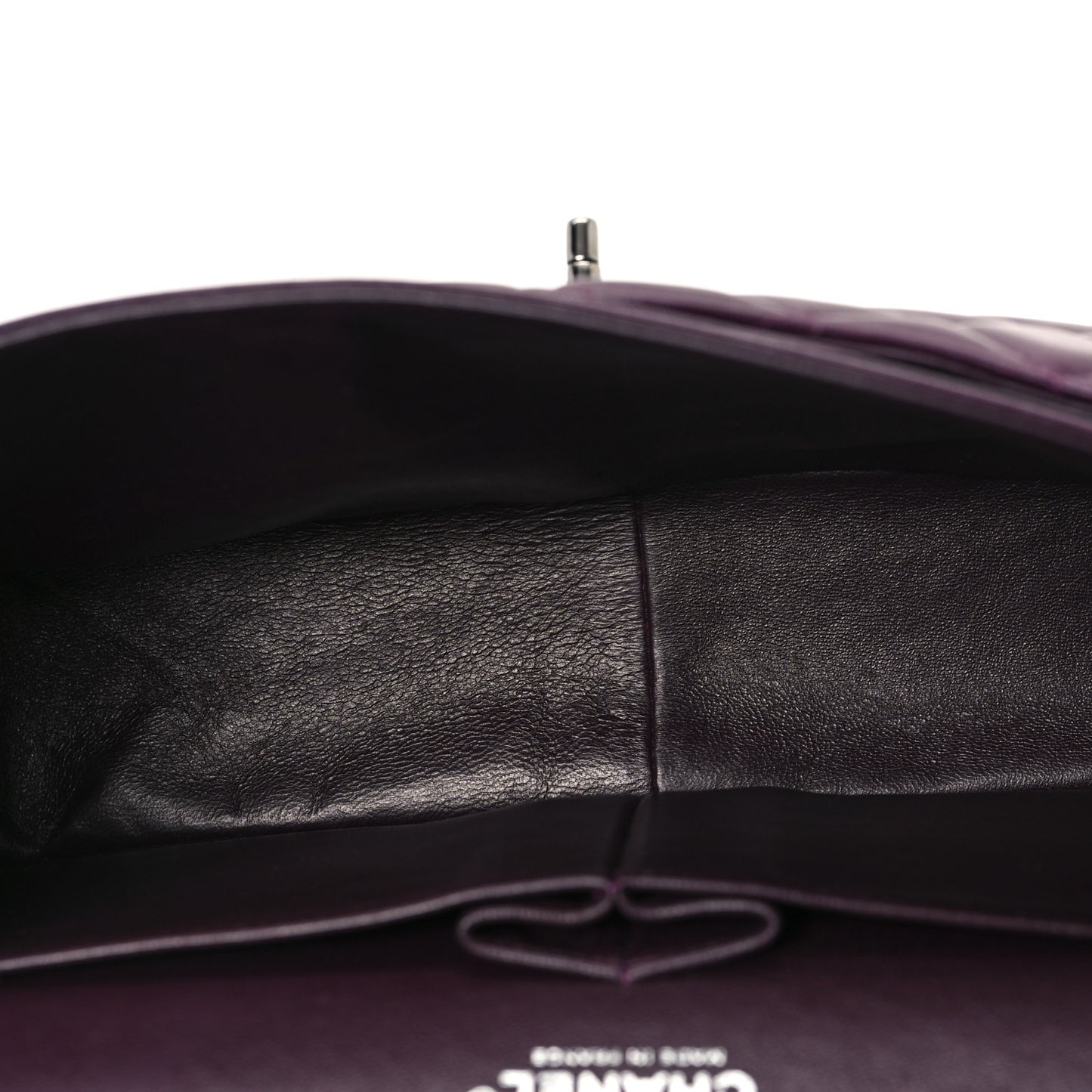 Lambskin Quilted Jumbo Double Flap Dark Purple