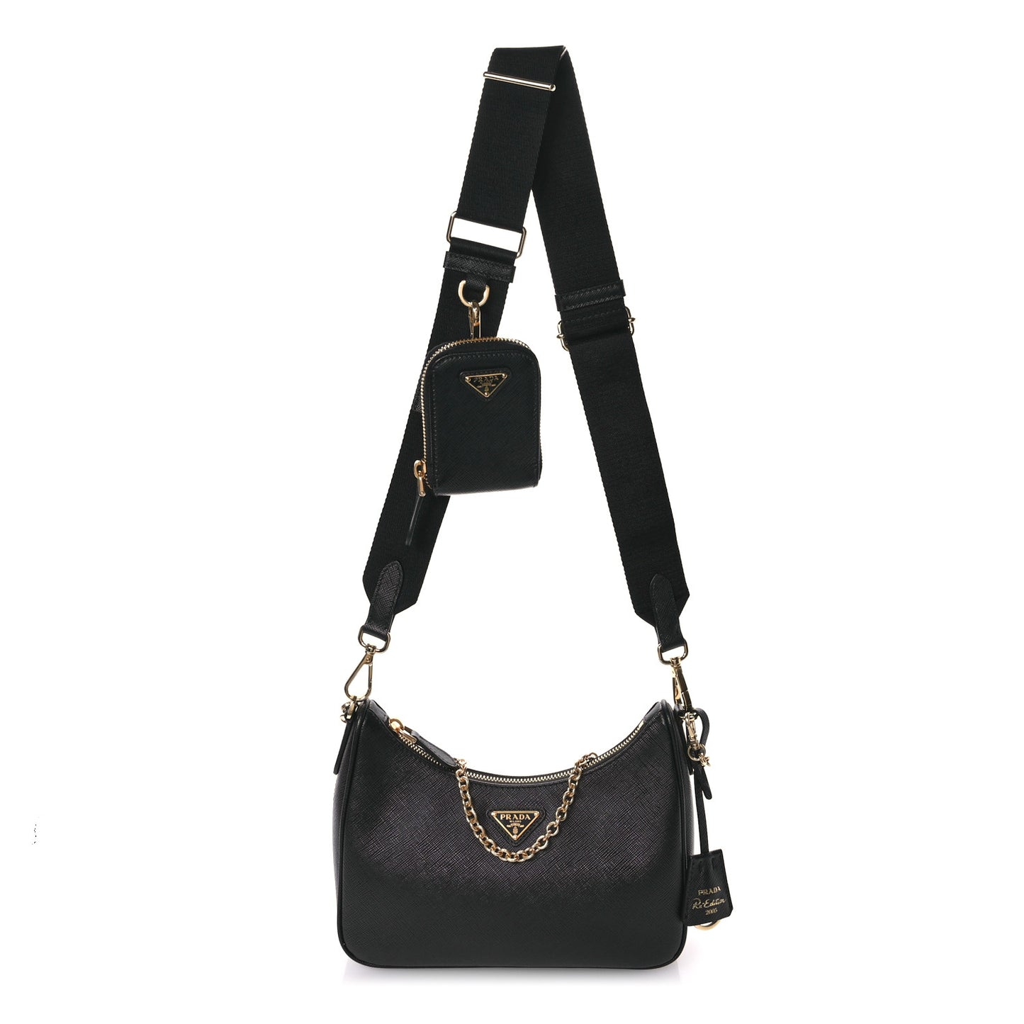 Saffiano Lux Re-Edition 2005 Shoulder Bag Black