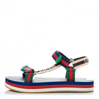 Gucci Nylon Web Logo Platform Slingback Mens Sandals 10 Navy 1 of 7