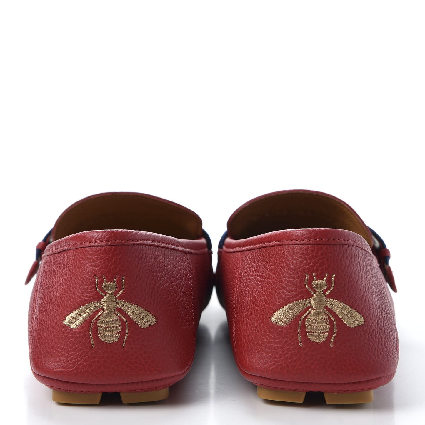 Calfskin Mens Web Sylvie Web Buckle Driver Loafers 8.5 Red