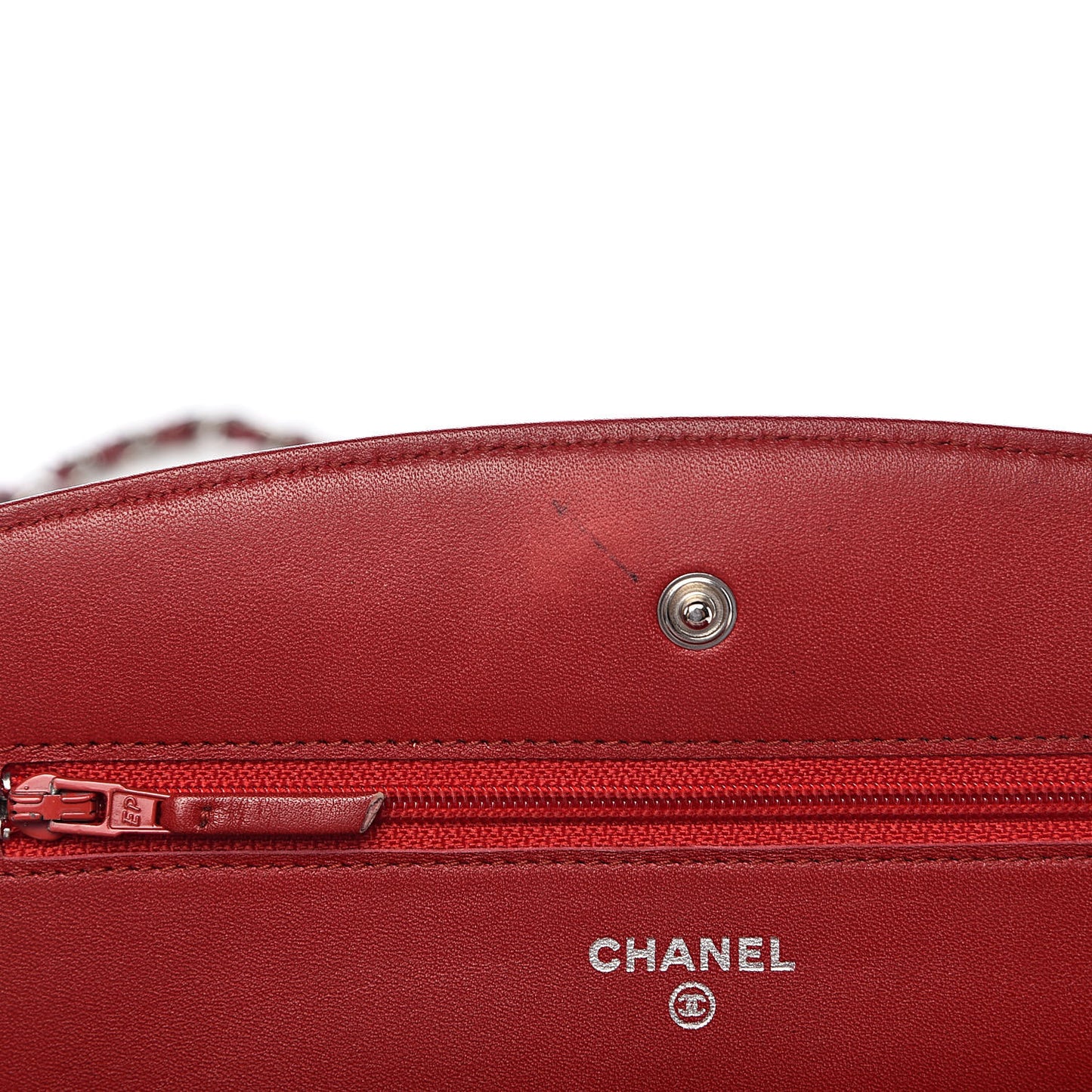 Patent Quilted Brilliant Wallet On Chain WOC Red