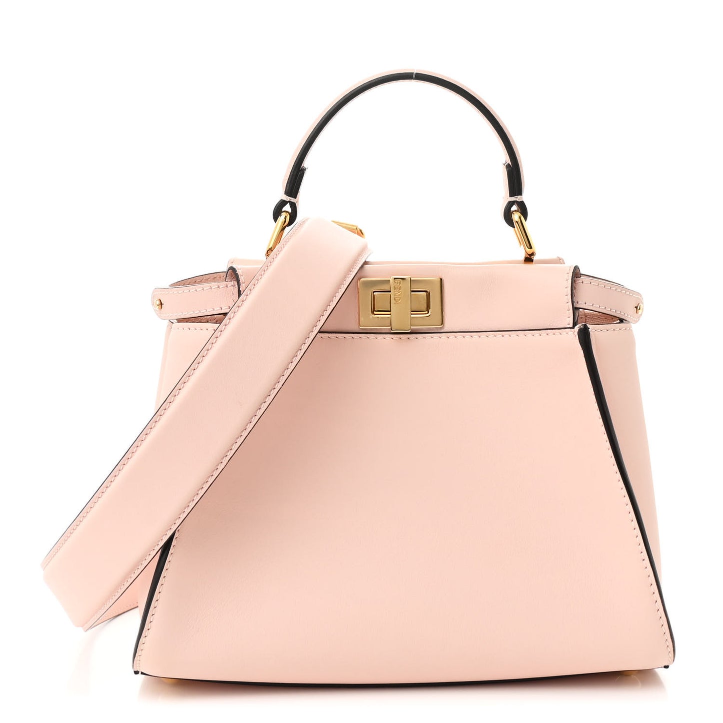 Vitello Seta Canvas FF Embroidered Mini Peekaboo Iconic Satchel  Rosa Confetto