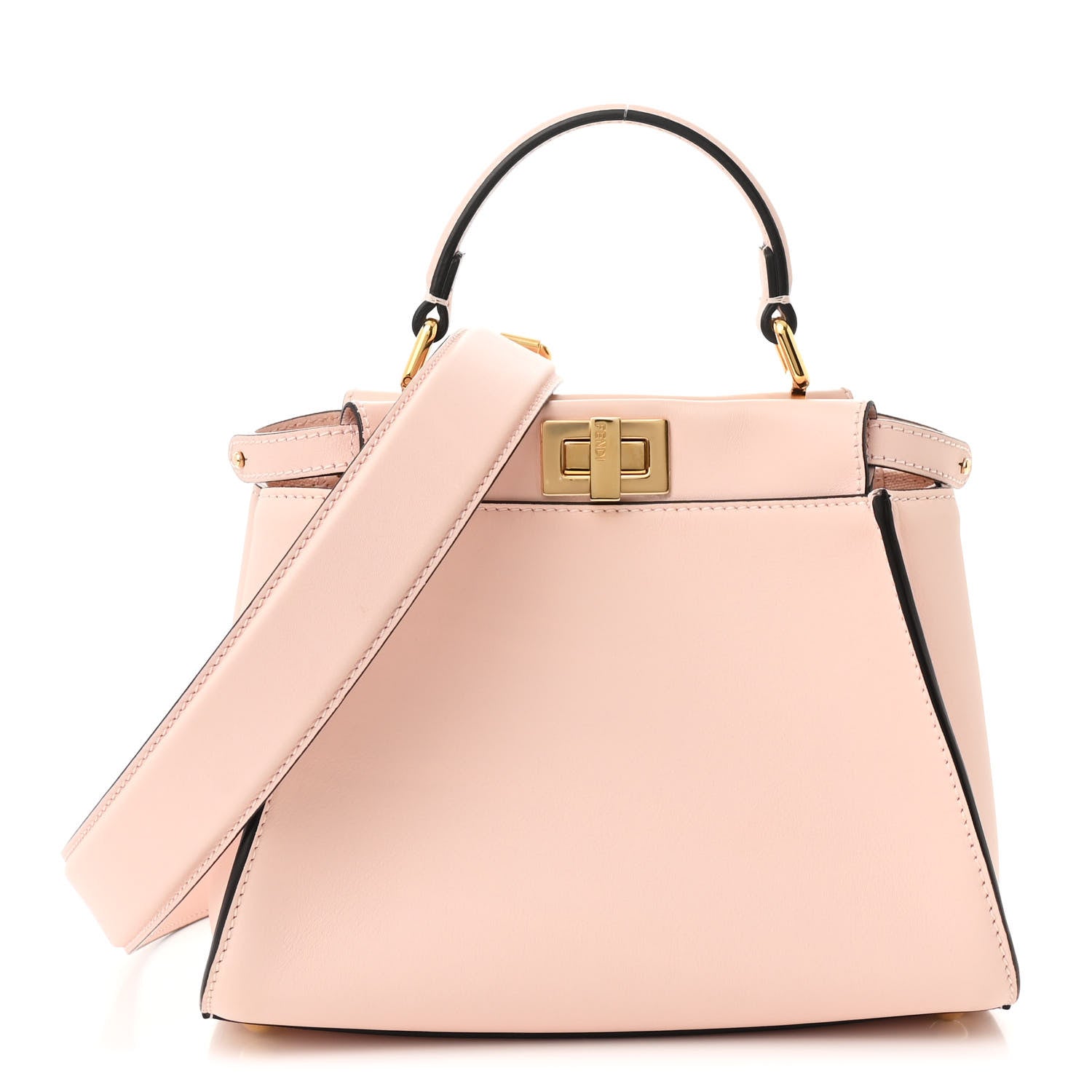 Fendi Vitello Seta Canvas FF Embroidered Mini Peekaboo Iconic Satchel  Rosa Confetto 1 of 11
