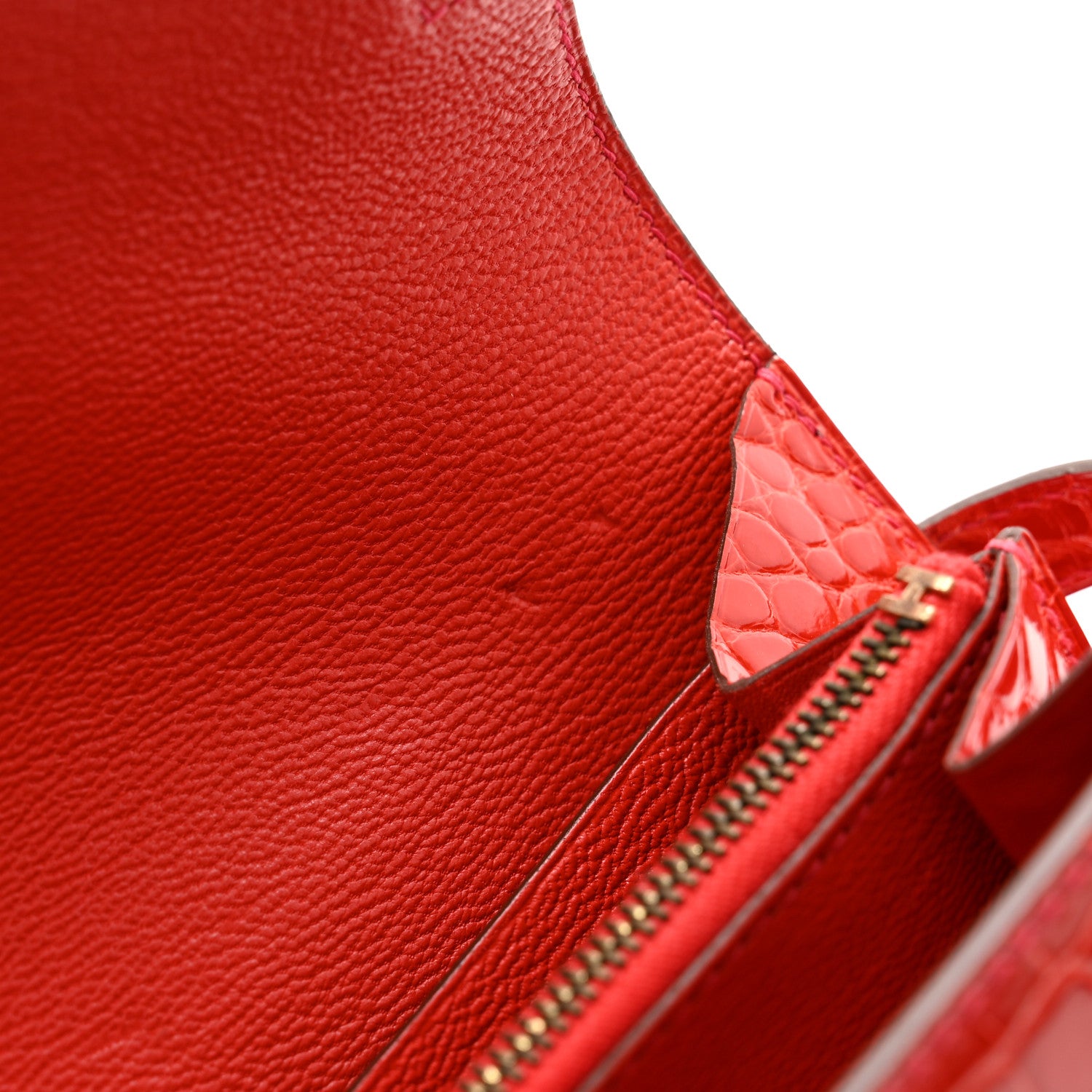 Hermes Shiny Alligator Kelly Longue Wallet Geranium 11 of 11