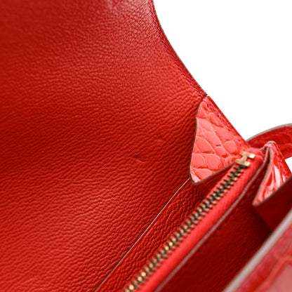 Hermes Shiny Alligator Kelly Longue Wallet Geranium 11 of 11