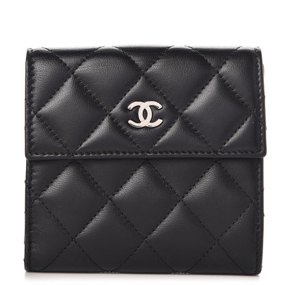 Chanel Lambskin Quilted Compact French Flap Wallet Black 1 of 9