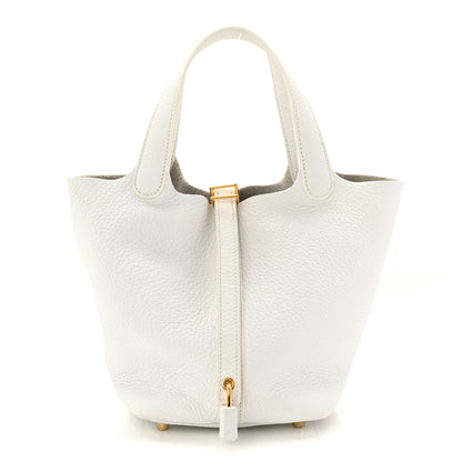 Hermes Taurillon Clemence Picotin Lock 18 PM White 1 of 10
