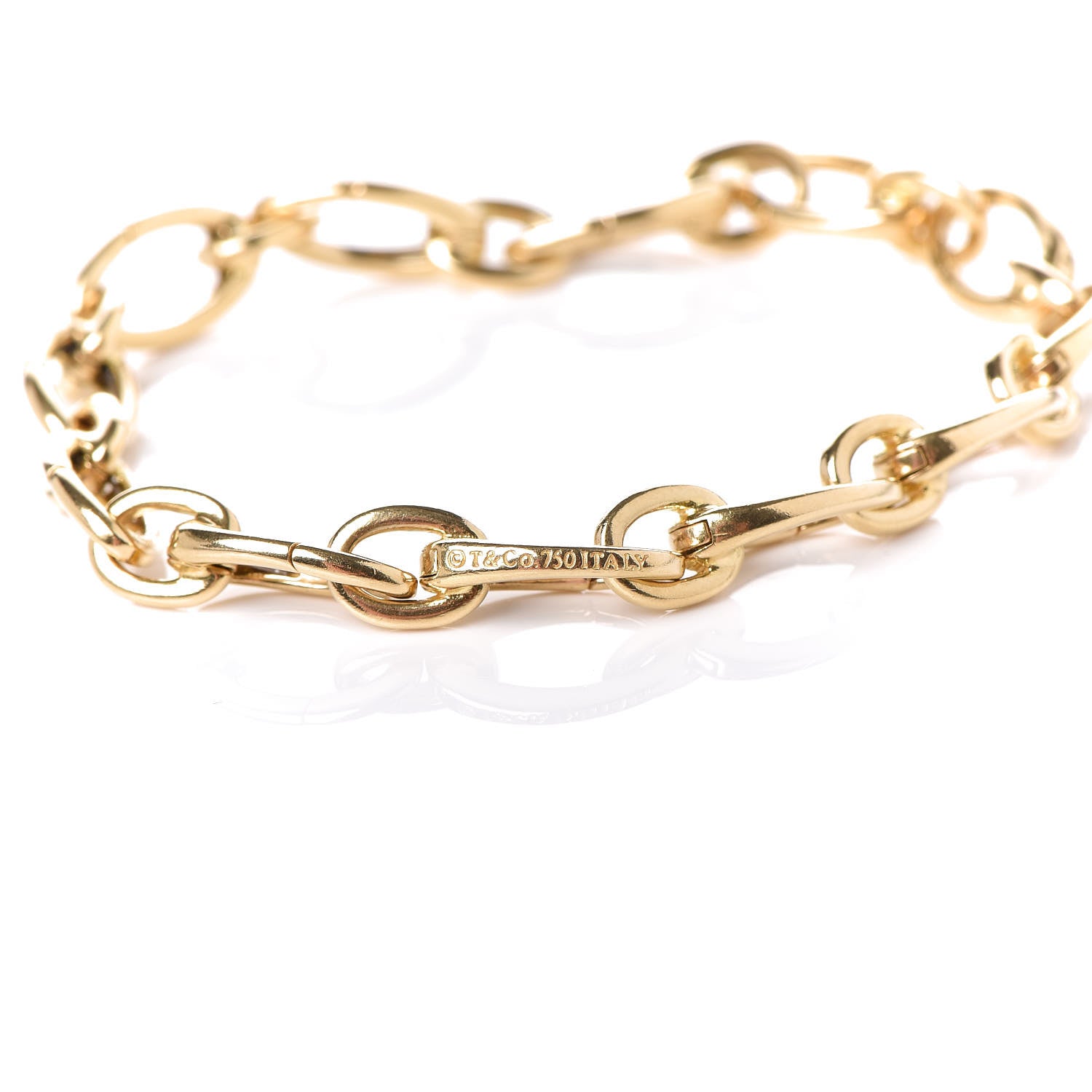 Tiffany 18K Yellow Gold Clasping Oval Link Bracelet 399397