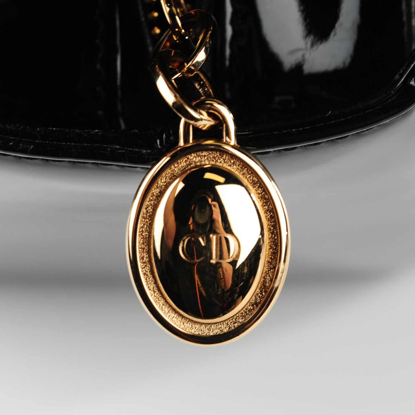 Patent Cannage Medium Lady Dior Black