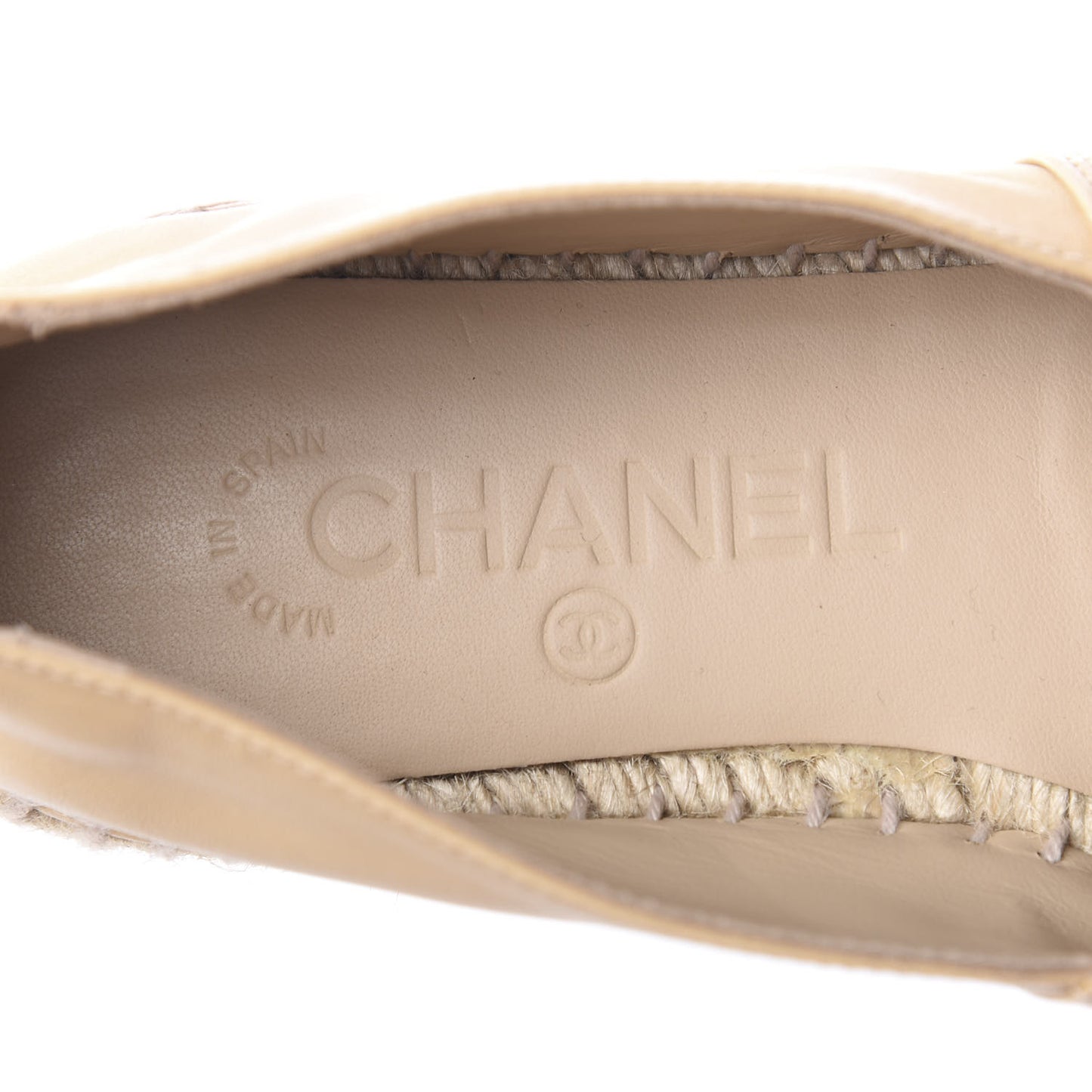 Lambskin CC Espadrilles 37 Beige Black