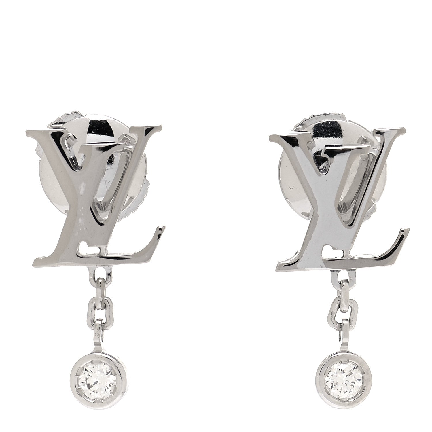 Louis Vuitton 18K White Gold Diamond Idylle Blossom LV Stud Earrings 1 of 6