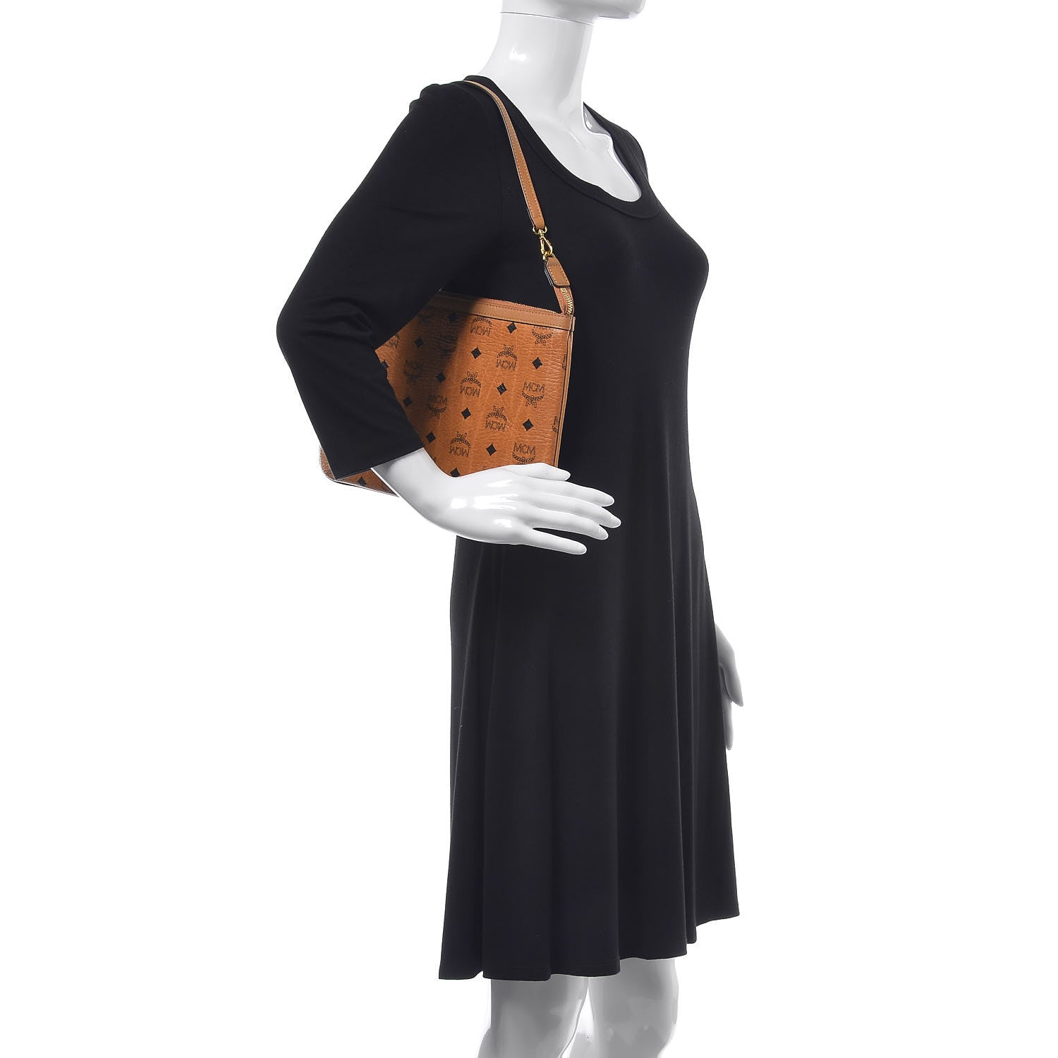 MCM Visetos Liz Shopper Tote Pouch Cognac 2 of 8