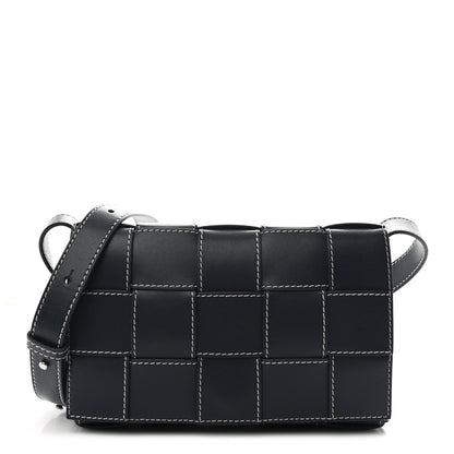 Bottega Veneta Lambskin Maxi Intrecciato Urban Stitch Cassette Crossbody Bag Deep Blue 1 of 10