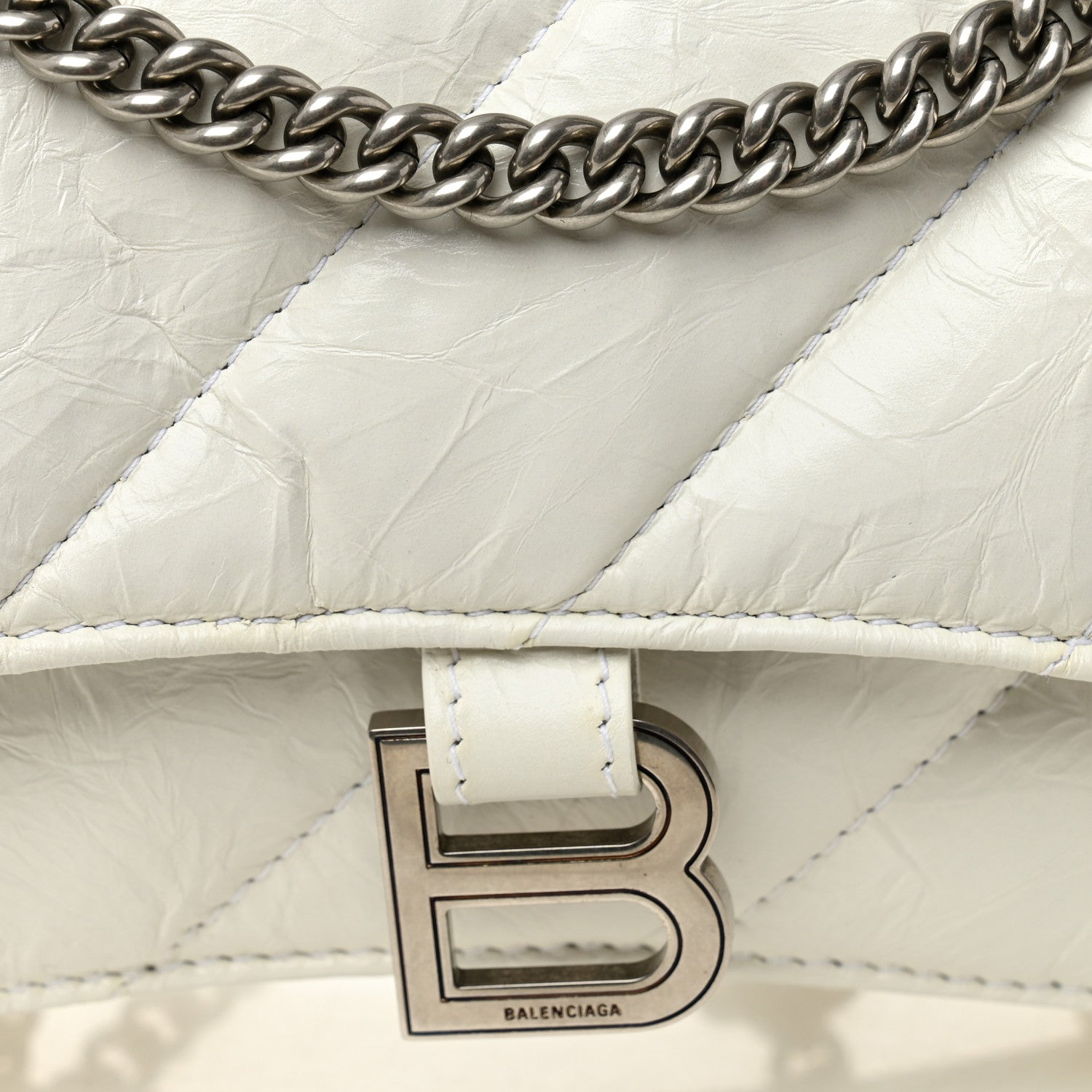Balenciaga Crushed Calfskin Quilted Small Crush Chain Bag Optic White 8 of 10