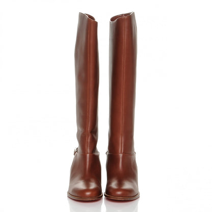 Christian Louboutin Calfskin Cate Chain Flat Tall Boots 39 Brown 2 of 7
