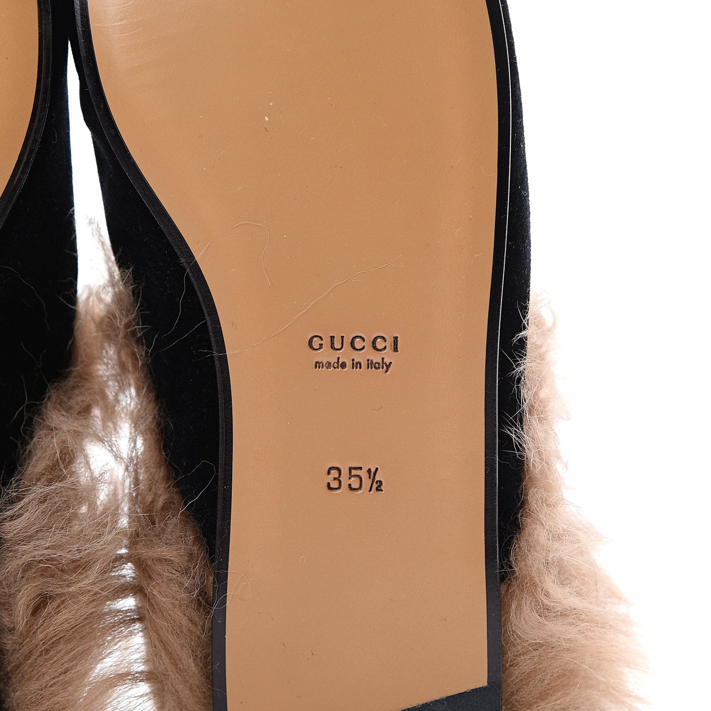 Velvet Fur Womens Princetown Slippers 35.5 Black