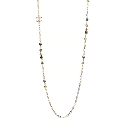 Chanel Beaded Star CC Long Necklace Green Gold 1 of 7