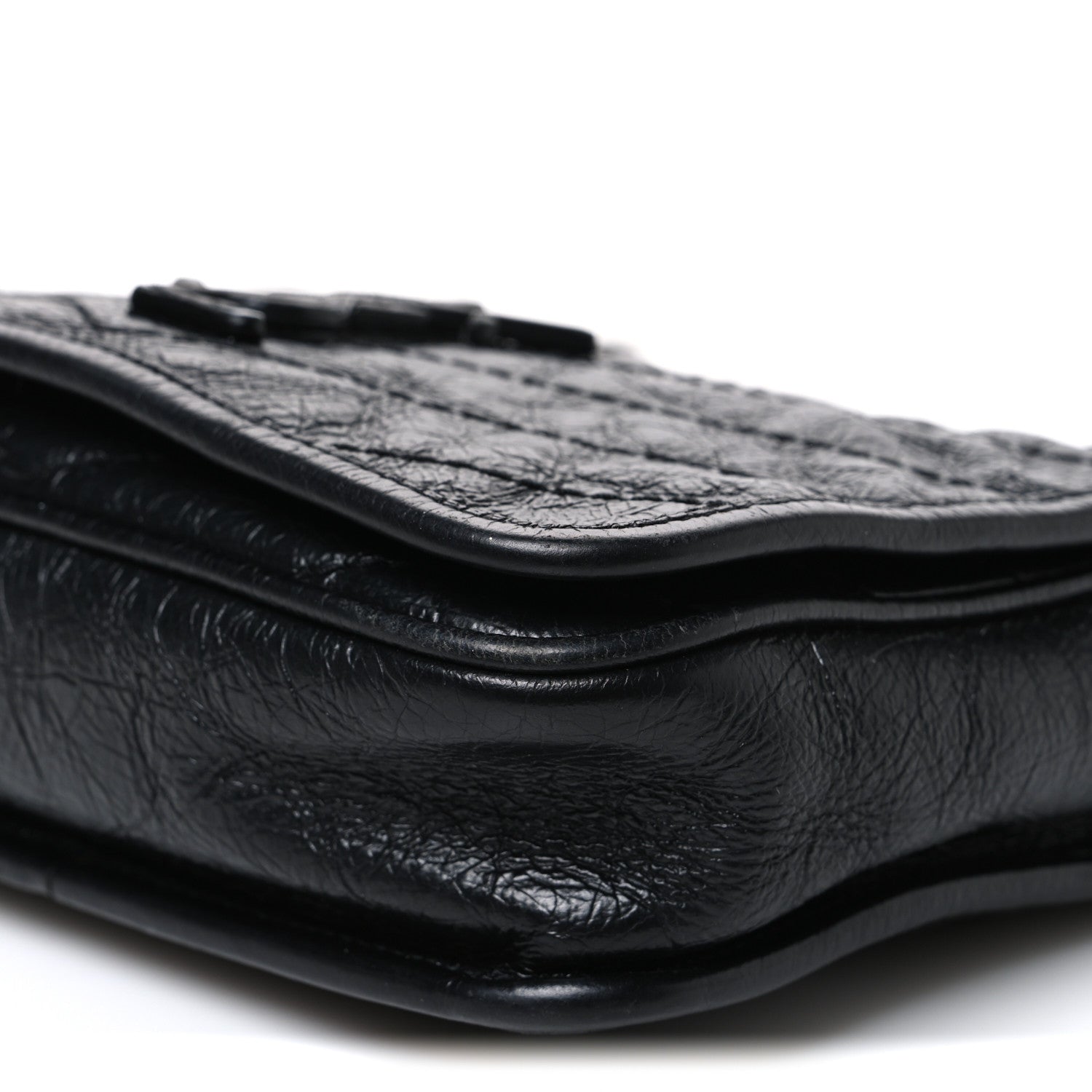 Saint Laurent Crinkled Calfskin Matelasse Monogram Niki Chain Wallet Black 9 of 10