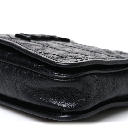 Saint Laurent Crinkled Calfskin Matelasse Monogram Niki Chain Wallet Black 9 of 10