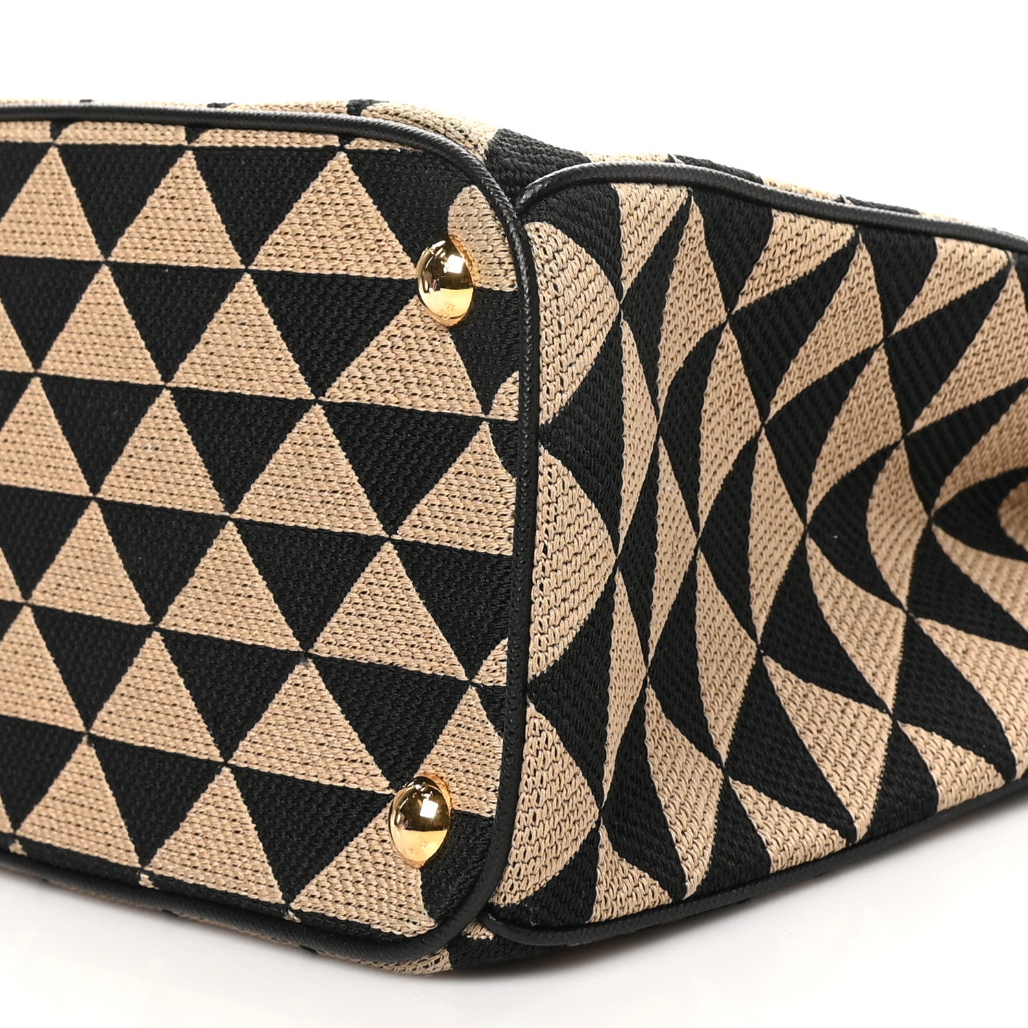 Prada Jacquard Saffiano Triangolo Symbole Embroidered Small Galleria Double Zip Tote Black Corda 9 of 10