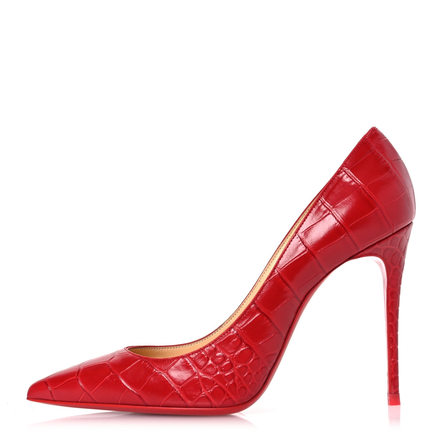 Calfskin Crocodile Embossed Kate 100 Pumps 38 Red