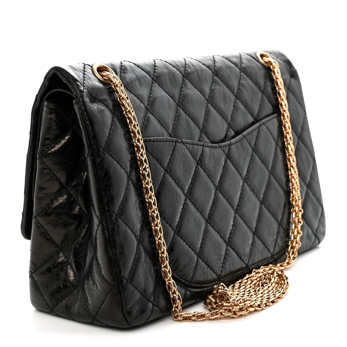 Metallic Aged Calfskin Quilted 2.55 Reissue 227 Flap Black