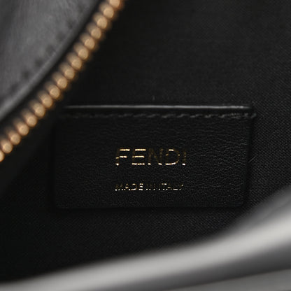 Fendi Glazed Fabric Vitello Century FF 1974 Stamp Patch Mini Camera Case Mogano Panna Black 6 of 14