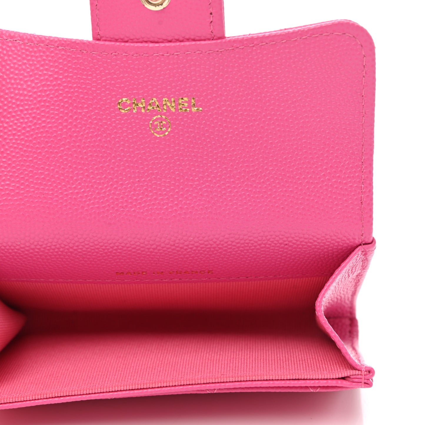 Caviar Quilted Flap Card Holder Wallet Dark Pink