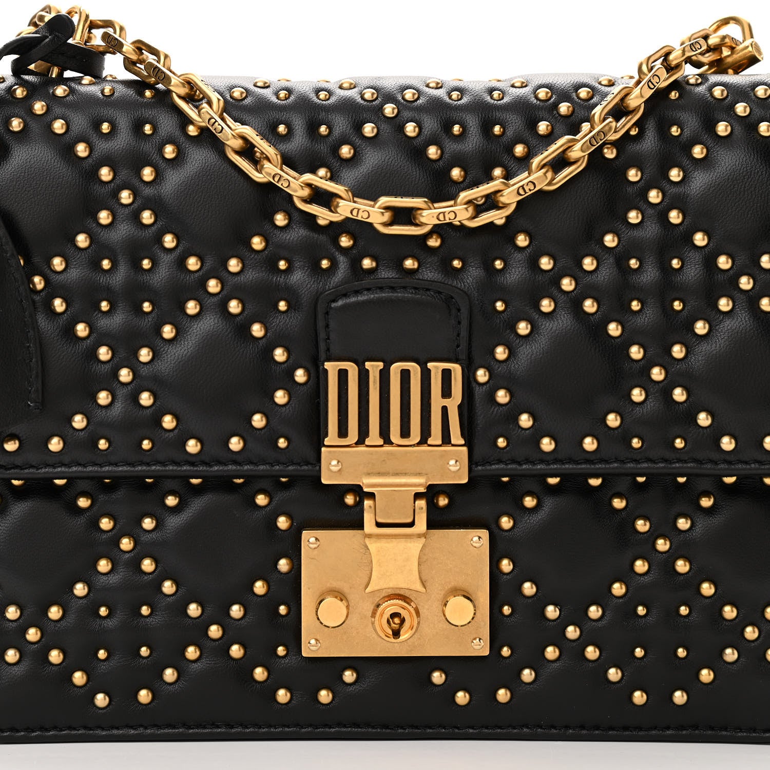 Christian Dior Lambskin Cannage Studded Large Dioraddict Flap Bag Black 7 of 9