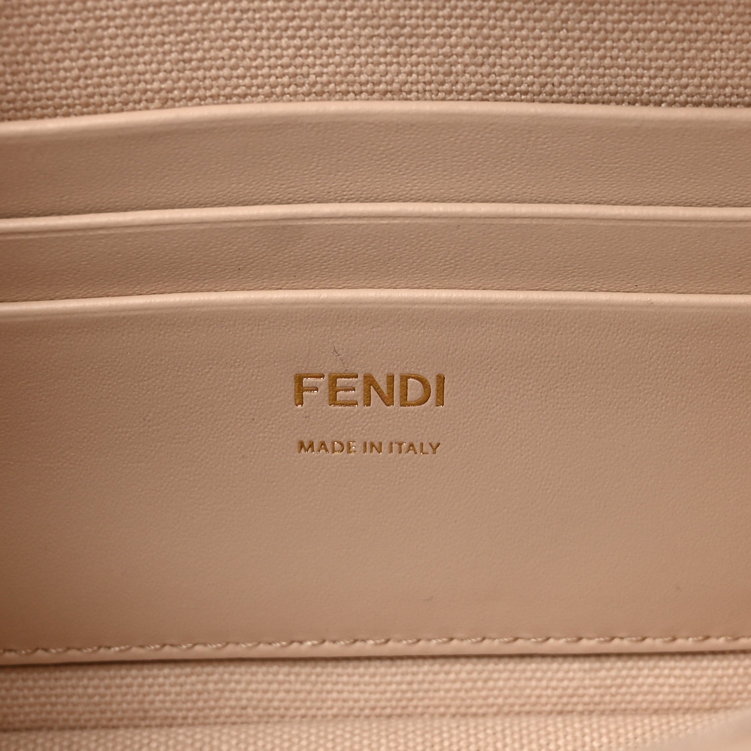 Fendi Canvas Vitello King Bi-Color Strap FF Embroidered Mini Baguette Poudre 6 of 9